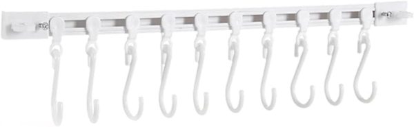 Multifunctional Slide Rail Hook,Kitchen Utensil Hanging Rack Wall Mounted Hanger,Space Saving Utensil Holder with 10 Hooks, No Drilling for Home Kitchens, Bathrooms (Length 30cm/2pcs) - Image 2