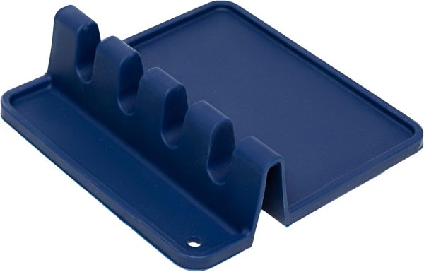 Silicone Spoon Rest, Navy Countertop Utensil Holder, 5.5"