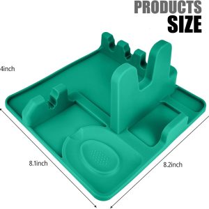 Silicone cutlery rack with drip pad; Stove surface spoon holder; Pot lid rack; Silicone spoon holder; Rest of utensils; Kitchen spoons rest; Kitchen spoon holder (turquoise）