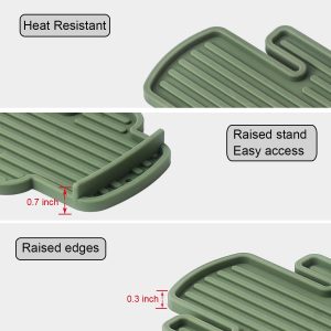 Kitchen Silicone Spoons Rest for Stove Top - BPA-Free, Heat-Resistant Cactus Spoon Holder for Countertop Gadgets & Kitchen Utensils Rest (1, Drak Green)
