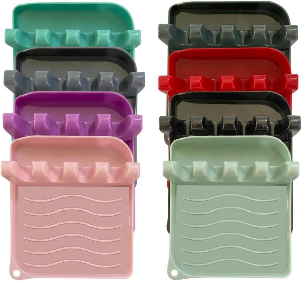 Pot Spatula, Silicone Soup Spoon mat, hot Pot Soup Spoon Shelf, Tray, Chopsticks Rest Spoon mat, Kitchen Utensils Tableware mat Storage Purple