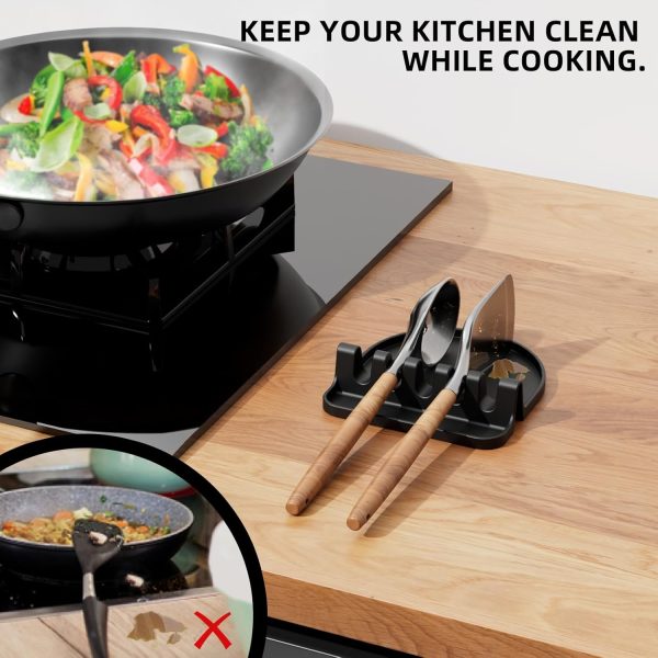 Kitchen Utensil Holder, Silicone Spoon Rest for Stove Top, Utensil Holder for Kitchen Counter Heat Resistant BPA-free Spoon Holder for Stove