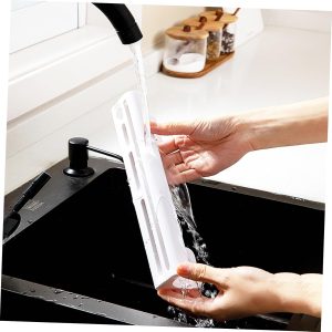 Kitchen Knife Holder Wall Cooking Utensil Mounted Hooks Hanging Kitchen Rack Abs White