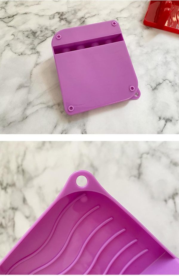 Pot Spatula, Silicone Soup Spoon mat, hot Pot Soup Spoon Shelf, Tray, Chopsticks Rest Spoon mat, Kitchen Utensils Tableware mat Storage Purple - Image 2
